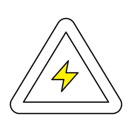 High voltage warning sign with lightning bolt symbol for electrical safety.