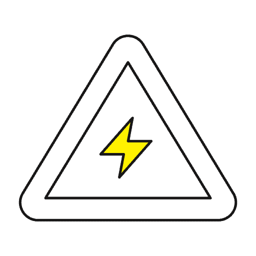High voltage warning sign with lightning bolt symbol for electrical safety.