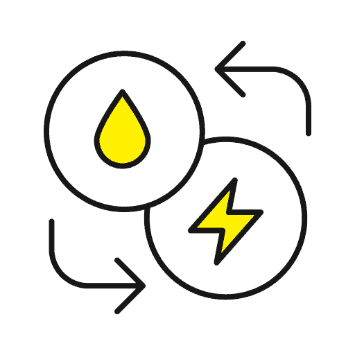 Electrical system maintenance with water and lightning symbols.