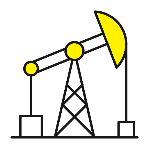 Oil pumpjack icon representing energy and oil extraction processes.