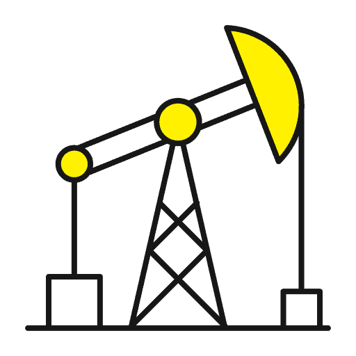 Oil pumpjack icon representing energy and oil extraction processes.
