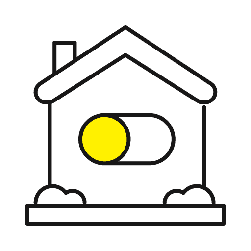 House with electrical switch icon, home electrical wiring and repair services.