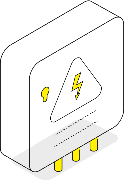 Electric meter box with warning sign, installed by Jspark Electric Inc.